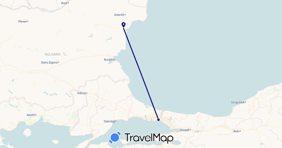 TravelMap itinerary: driving in Bulgaria, Turkey (Asia, Europe)